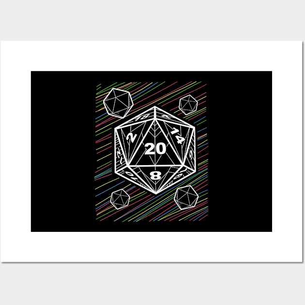 DM graphic Dragons Retro D20 Art Fantasy Tabletop Gaming Print Wall Art by Linco